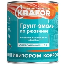 Грунт-эмаль по ржавчине 3 в 1 Krafor, алкидная, глянцевая, 1,9 кг, белая