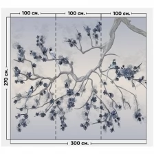 Фотообои / флизелиновые обои Живописные птицы на ветке 3 x 2,7 м