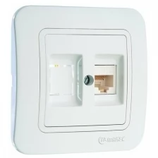 Розетка компьютерная 2-м СП Lillium 16А IP20 CAT.5e + гнездо бел./бел. Makel 70035 ( 1шт. )