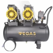 Pegas pneumatic Бесшумный компрессор PG-2800*2 проф. серия безмасляный 2.8кВт, 365 л/мин,50л 6621