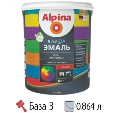 Эмаль по металлу Alpina Аква, акриловая, глянцевая, база 3, бесцветная, 0,864 л