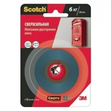 Лента монтажная 3M Scotch Двухсторонняя, акриловая 19mm x 1.5m 4002-1915